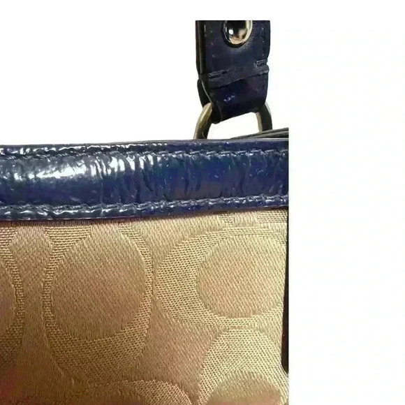 Coach Penelope Khaki with Blue Hand Bag. Pre-Loved. - Picture 6 of 8